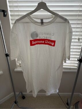 Gildan White Tee with Red Chest Graphic